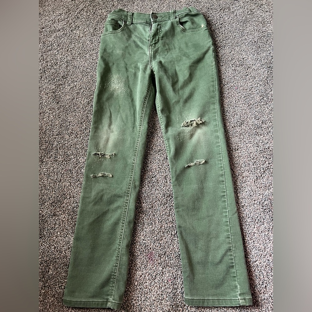 Green ripped jeans